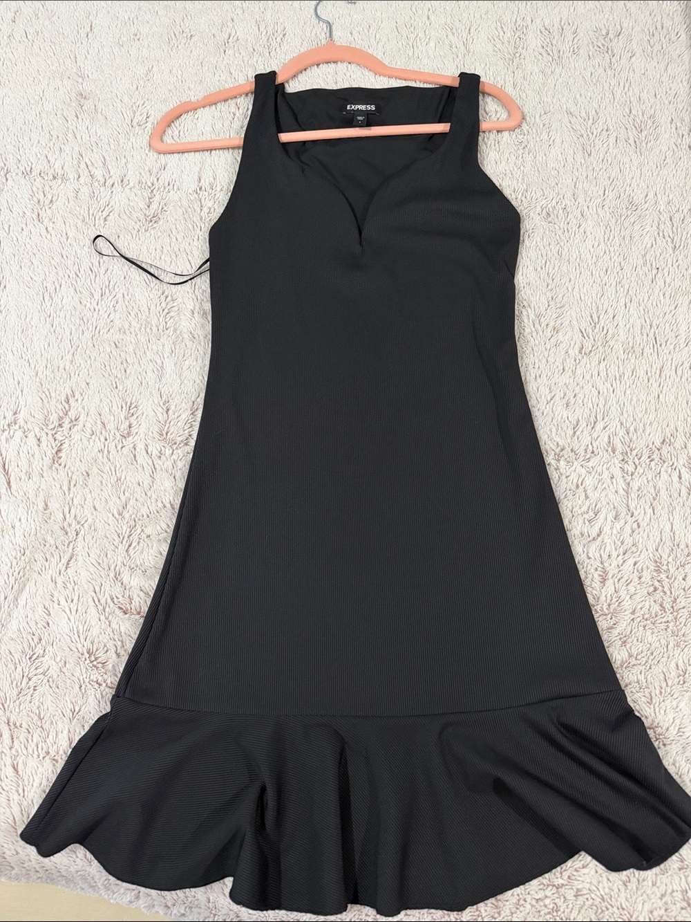 Express Black Mini Dress with Ruffle Hem